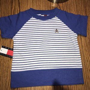 Tommy Hilfiger blue & white shirt 6-12 mos NWT